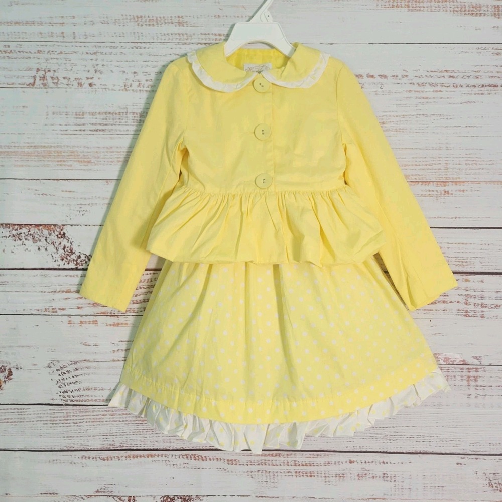 NWT Heirlooms By Polly Flinder Girls 4T Yellow Two-piece Dress Outfit